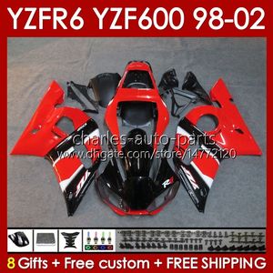 Yamaha için Vücut Kiti YZF R6 R 6 98-02 YZFR6 98 99 00 01 02 gövdeli 145No.93 YZF 600 CC YZF-600 Çerçeve YZF-R6 YZF600 600CC 1998 1999 2000 2002 Abs Fairings Factorty Blk Blk Blk Blk Blk Blk Blk