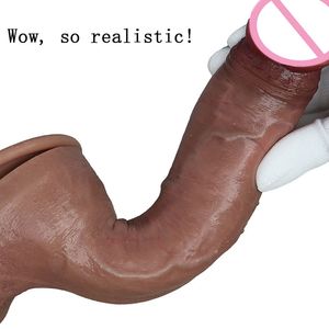 Skin Feeling Realistic Penis Soft sexy Huge Dildo Female Masturbator Double Layer Silicone Suction Cup Phallus For Women Big Dick