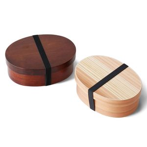 Японские Bento Wood Lunch Boxes Picnic Handmade Натуральная деревянная столовая посуда чаша еда контейнер