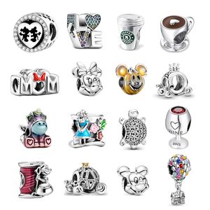 Высококачественные S925 Silver Charms Женщины Diy Make Jewelry Fashion Fashion Beads Fit Bracelets Pandora с оригинальной коробкой Coffee Crown Love Pandants