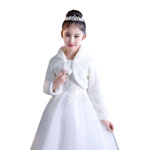 Wraps & Jackets Beige White Elegant Warm Faux Fur Shawl Wedding Flower Girl Wrap Plush Short Coat Fairy Marriage Accessories