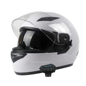 Cascos de moto Casco externo con Bluetooth Lente dual Casco Moto Cool Full Face Black Moto Mod