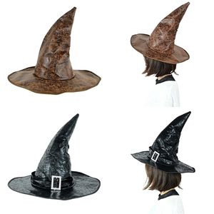 1pc Cadılar Bayramı Cadı Şapkası Sihirbazı Cosplay Kostüm Aksesuarları Deri Kapak Cadılar Bayramı Karnavalı Masquerade Parti Dekor Malzemeleri 220815