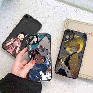 Kimetsu Hiçbir Yaiba Demon Slayer Anime Telefon Kılıfları mat şeffaf iphone 7 8 11 12 artı mini x xs xr pro max kapak AA220326