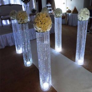 Lüks düğün masası centerpieces dekorasyon akrilik kristal boncuklar ip çiçek standı etkinlik parti yol kurşun kılavuzu 10 adet