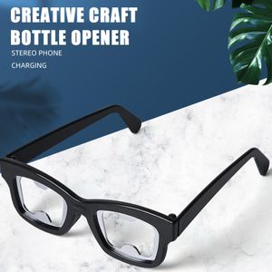 Şişe açıcı gözlük bira açıcı Partisi çubuğu pençesi için taşınabilir göz aksesuarları siyah çerçeveli bira şişe açıcı