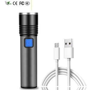 Yeni LED El Feneri Zoomable XM-L T6 Yerleşik USB şarj edilebilir pil alüminyum meşale su geçirmez fener bisiklet kamp ışığı için