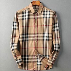 Burbereys designer mens casual shirt business fashion men brand shirt spring summer lapel long sleeved plaid single row buttons comfortable and breathable