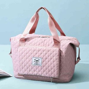 Складная пакетная сумка стеганая хлопковая тренажерный зал. Сумка для йоги женщины розовая сумка для женщин для женщин с влажными сухой разделением сумки Bolso 220630