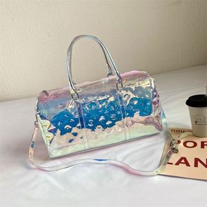 Jiomay kadın omuz çantası PVC tasarımcı çanta ve çanta dişi alışveriş moda gündelik çok renkli lazer jöle crossbody çanta 220517