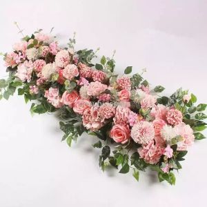 Flores decorativas Diy Wedding Flower Wall Arrangement Peonies Rose Rose Artificial Row Decor Arco do arco de ferro