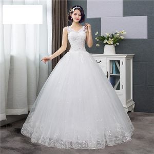 Other Wedding Dresses Sexy V-neck Lace Dress Sleeveless Floral Print Ball Gown Fashion Simple Estidos De NoivasOther