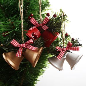 1pc kırmızı/altın/beyaz Noel zili süslemeleri sicim Noel ağacı dekorasyonu mutlu Noeller ev asılı kolye Noel hediyesi