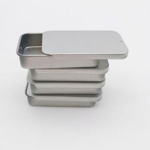 Caixa de lata deslizante branca Caixas de embalagem de menta Caixas de recipiente de alimentos pequenas caixa de metal 80x50x15mm fy5343 0627