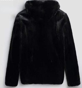Yeni Kış İmitasyon Mink Kürk Mağazalar Su Geçirmez Orta Uzunluklu Erkekler Ceket Kalın Kapşonlu Sahte Kürk Ceket Erkek Siyah Palto G220804