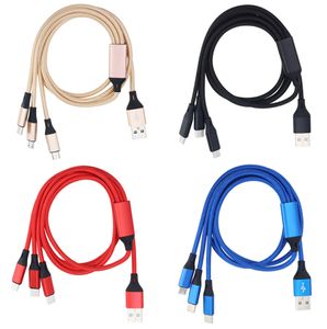 USB-кабели 3 в 1, 1,2 м, кабель для быстрой зарядки типа C Micro V8, многопортовый зарядный провод для мобильного телефона Samsung Xiaomi
