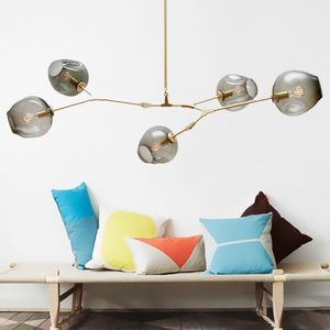 Lights Glass Globe Lamp Современная люстра светодиодная светодиодная кухня/кафе/кулон -магазин 5/5/6/7/8/9 головы для xxnfm