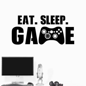 Adesivi murali Eat Sleep Game Decal Gaming Sticker Controller Video Joystick Gamepad Gamer Art Design Decorazione camera da letto per ragazzi adolescenti
