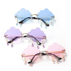 UV400 Трендовая кисточка мода Retro Rimless Sun Glasses Stiempunk Sunglasses Оттенки смешные облака в форме очков 220629