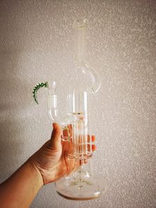 Старинные 14-дюймовые сетки Perc к столбу Perc Glass BONG Курительные трубки для кальяна Масляная горелка с цветной чашей может поставить логотип клиента от DHL UPS