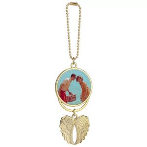 Sublimation Car Pendants Blanks Angel Wings Charm Necklace Heat Transfer Hanging Ornaments Inventory Wholesale