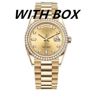 Erkek Gold Watch Otomatik Mekanik Saat 41mm Tam Paslanmaz Çelik Pırlanta Çerçeve Su Dayanıklı Aydınlık Saatler Montre De Luxe