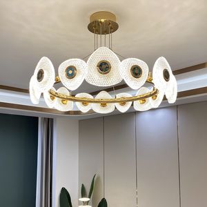 Esmaltes de cor Candelabro de cristal para quarto principal pós-moderno simples luzes para sala de estar sala de jantar iluminação pingente