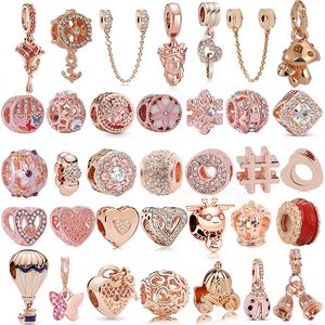 Fashion Heart Alloy Christmas Original Rose Gold Love Pendant Charm DIY Beads Fit Charms Bracelet Jewelry