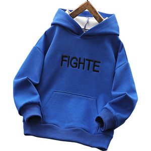 Hoodies Tişörtü Sonbahar yeni çocuk kazak Kore versiyonu orta ve büyük çocukların rahat kapşonlu üst toptan