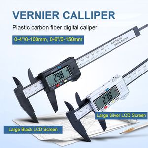 Цифровой суппорт Vernier Calliper Micrometer ЖК -экраны экрана углеродного волокна Электронное преобразование измерение инструмента дюйма/мм