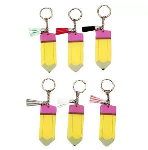 DIY Akrilik Boş Kalem Anahtarlık Tassel Key Zincir Kolye Bagaj Dekorasyonu Öğretmen Günü Hediye Anahtarlama Anahtar Zinciri