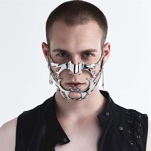 Parti Maskeleri CyberPunk Düzensiz Çelik Maske Gotik Punk Metal Mekanik Alien Sıvı Yüz Süs Küpe Takı Aksesuar 230.206