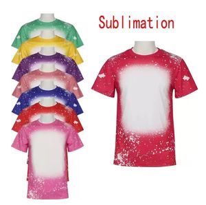 Wholesale Sublimation Bleached Shirts Heat Transfer Blank Bleach Shirt Bleached Polyester T-Shirts US Men Women Party Supplies 0420