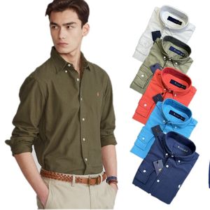 Мужские рубашки-поло с длинным рукавом, однотонные, приталенные, повседневная деловая одежда, классическая рубашка с длинными рукавами, ткань Оксфорд