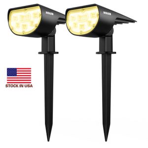 Stock in US Solar Spotlight Lawn Lamps Solar Spotlights Outdoor Waterproof IP67 Landscaping Lights Wall Light for Yard Garden Pool Patio Driveway Walkway Cold White