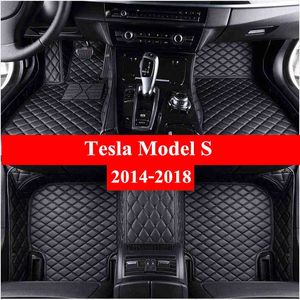 Автомобильные коврики для Tesla Model S 2014 2015 2016 2017 2018 Флэш-коврик Кожаные накладки для ног Автомобильный ковер H220415