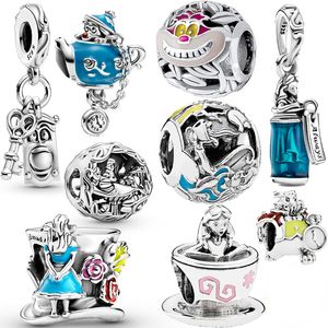 Trend Belirleyen Yeni 925 Ayar Gümüş Boncuk Alice In Wonderland Orijinal Pandora Charm Bilezik Kadınlar için DIY Takı Kolye