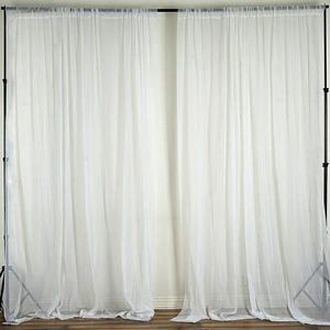 2 adet 1.4x2.6 m Sheer Backdrop Perdeleri Polyester Kemer Drapes Kumaş Beyaz Parti Arka Plan Perdeler P o Booth Düğün Süslemeleri