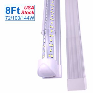 LED Dükkan Işık Borusu, 72W 100W 144W Soğuk Beyaz, V şekli, Temizle Kapak, Tavan için T8 Tüp Işıkları ve Kabin Aydınlatması, Dahili Açma / Kapama Anahtarı ile Kablolu Elektrikli