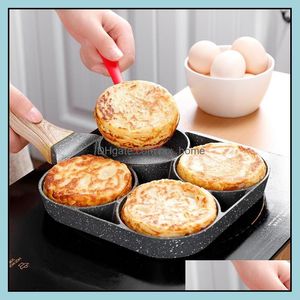 Pans Cookware Kitchen Dining Bar Home Garden Ll 4 Hole Frying Pot Omelet Pan Non-Stick Maifanstone Cooking Egg Pancake Dhjmu