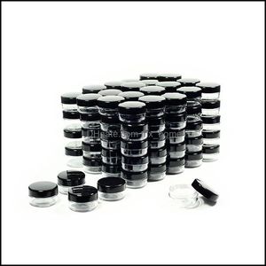 Косметические контейнеры Образец банок с черными крышками пластиковая макияж BPA Pot 3G 5G 10G 15G 20 грамм капли доставки 2021 Офис упаковочных коробок.