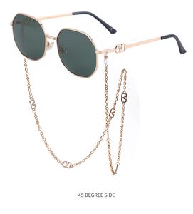 Дизайнерские солнцезащитные очки, брендовые очки с цепочкой, роскошные мужские и женские солнцезащитные очки Polaroid UV400, металлические линзы 20256