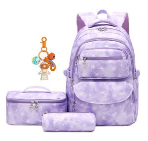 Cartoon Star Printing Girls School Backpacks Children Schoolbag for Girl Princess Backpack with Lunch Case Kids Satchels AA220316
