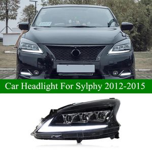 Светодиодный сигнал автомобильного светодиодного сигнала для головки для Nissan Sylphy Furlight Searmly Сборка дневные светильники High Beam Eye Proctor Lens 2012-2015