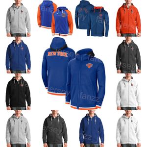 Man Çocuk Basketbol Derrick Rose Hoody Jersey 4 Julius Randle Hooded 30 RJ Barrett Hoodies 9 Mitchell Robinson Sweatshirts 23 Evan Fournier 13 Siyah Turuncu Ceket