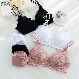 JYF Brand Sexy Lace Tool Witter Set Seamless Comense Women Bra Set Fine Emelcodery Lovely Girl Push Up Bra Sets Y200708