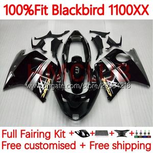 Honda Blackbird CBR1100 CBR 1100 XX CC 1100XX 96-07 108NO.6 CBR1100XX 1996 1997 1998 1999 2000 2001 1100CC 02 03 04 05 06 07 PERSERING Gümüş Siyah Için Enjeksiyon Kalıp Vücudu