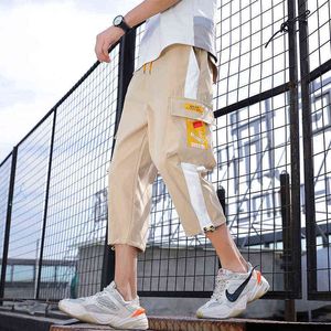 Şort Erkekler Trendi Yaz 2022 İnce Koreli Sıradan Buz İpek Tulum Moda Marka Erkek Pantolon Capri Pants G220507