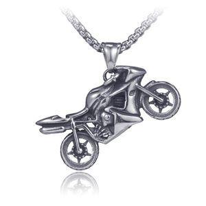 Подвесные ожерелья винтажные мужчины хип -хоп ювелирные изделия 2022 Панк из нержавеющей стали Мотоцикле