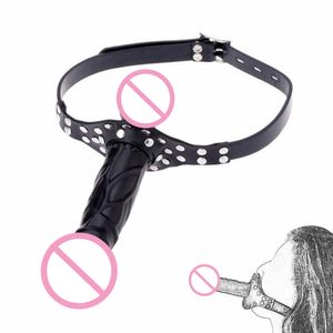 Double Ended Open Bouth Gag Dildo Head Strapon BDSM Restragem